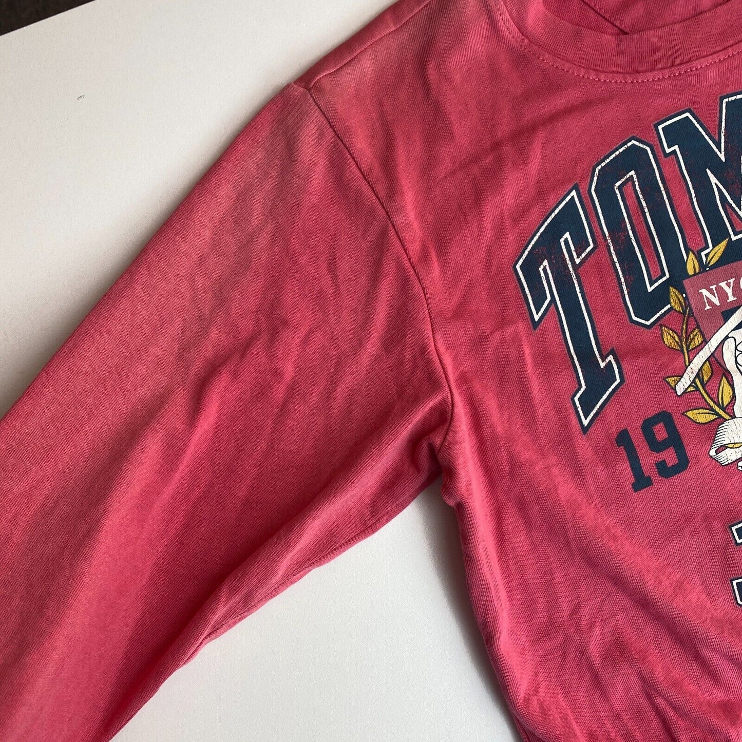 TOMMY HILFIGER Jeans Pink Elastic Vintage Logo Long Sleeves T Shirt Size XS