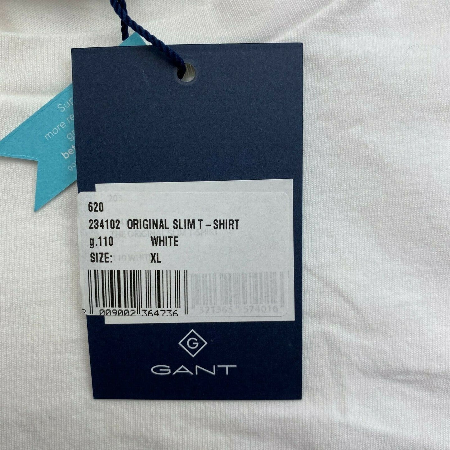 GANT White Original Slim Crew Neck T Shirt Top Size XL