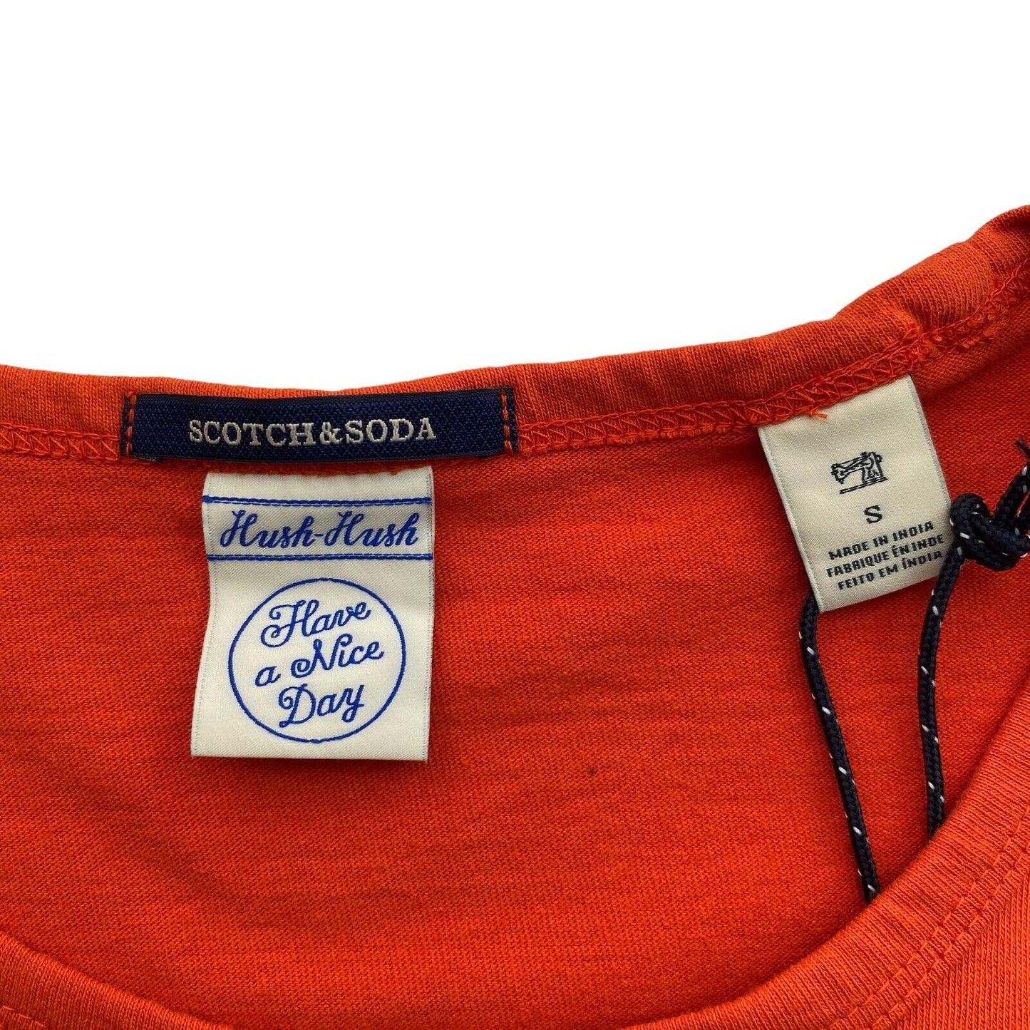 SCOTCH & SODA Orange Graphic Print Crew Neck T Shirt Size S