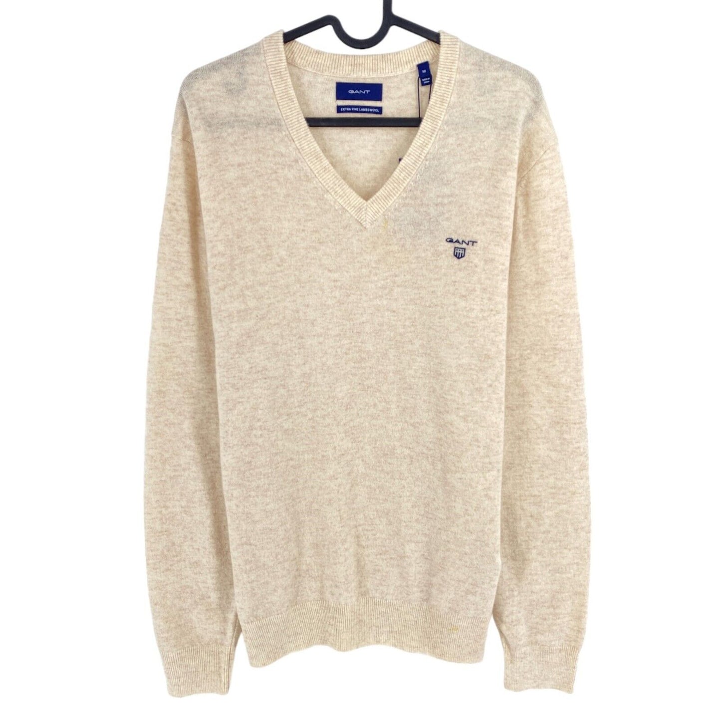 GANT Beige 100% Wool V Neck Sweater Pullover Jumper Size M