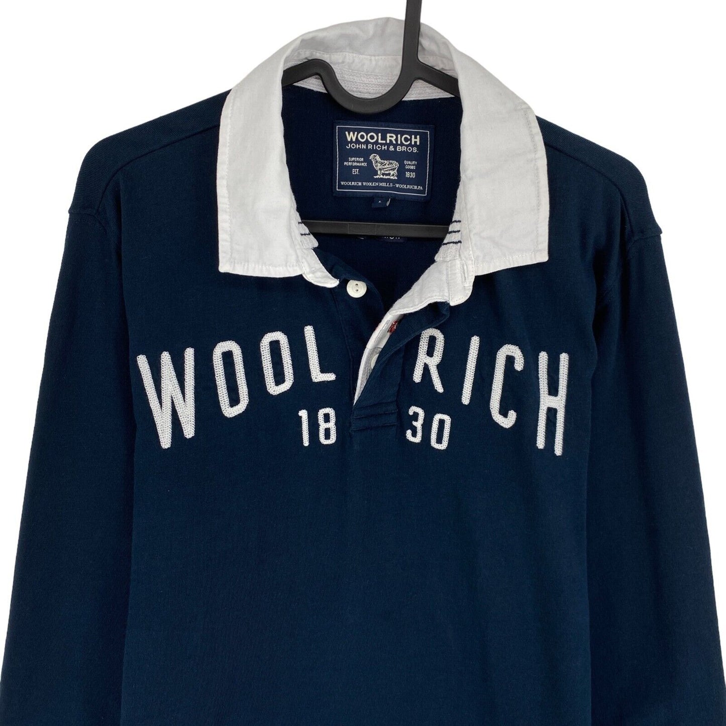 WOOLRICH Navy Blue Long Sleeves Rugby Polo Sweater Jumper M