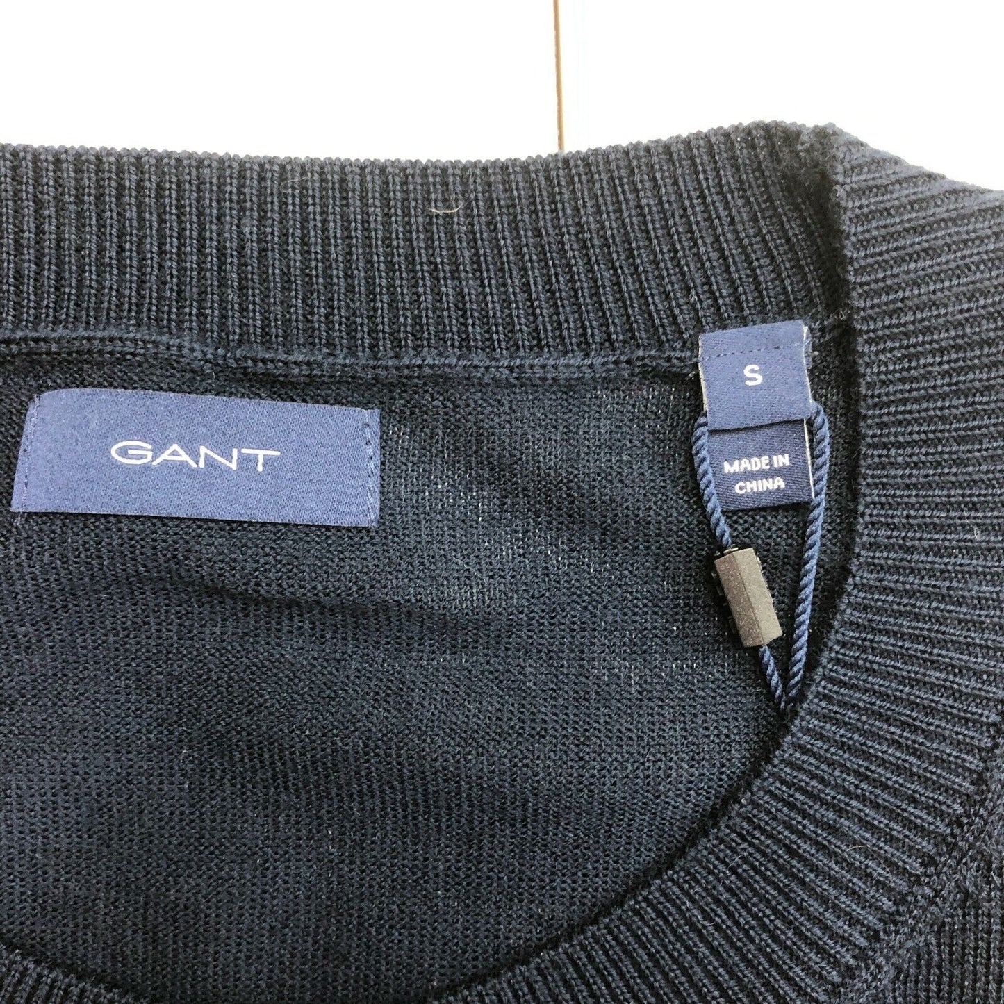 GANT Pull à col rond en mérinos lavable bleu marine Taille S