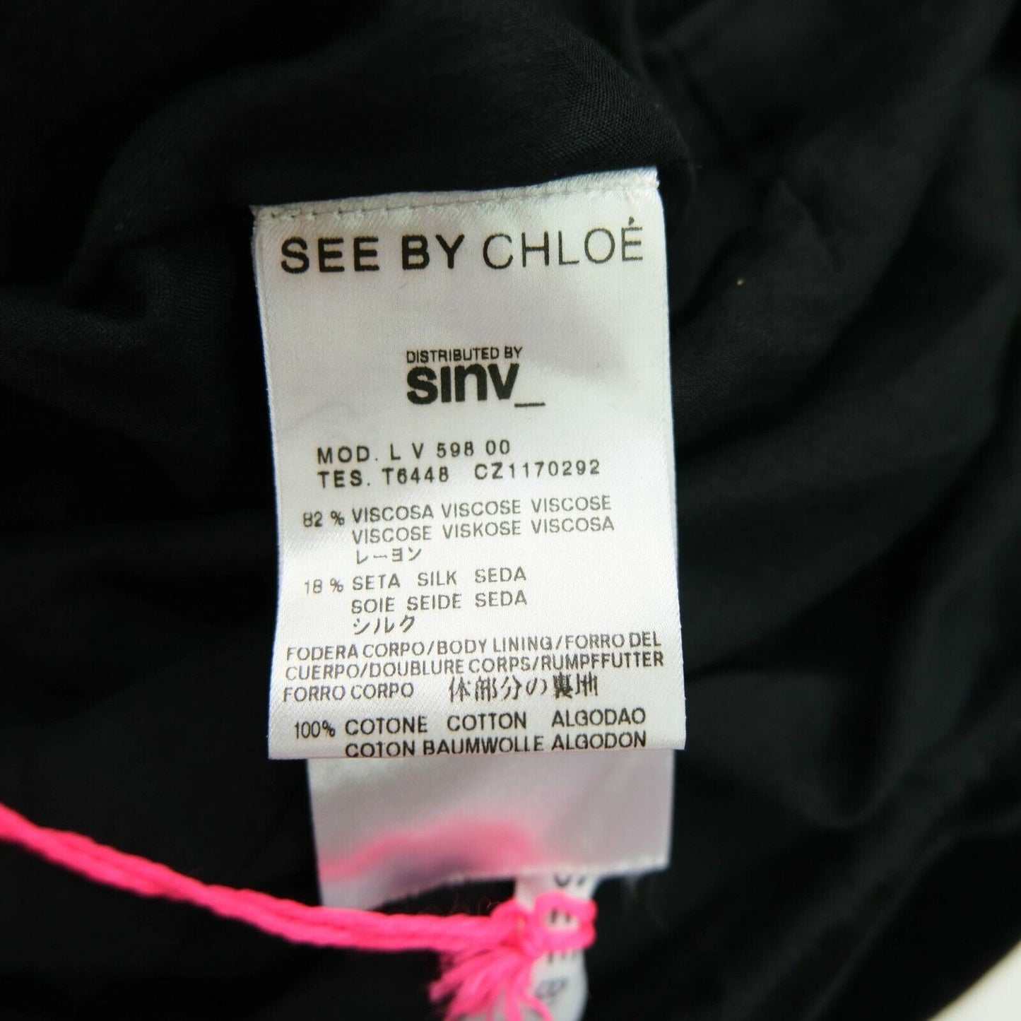 UVP €464 SEE By CHLOE Schwarzes Samtkleid Größe IT 44 EUR 38 UK 10 US 6