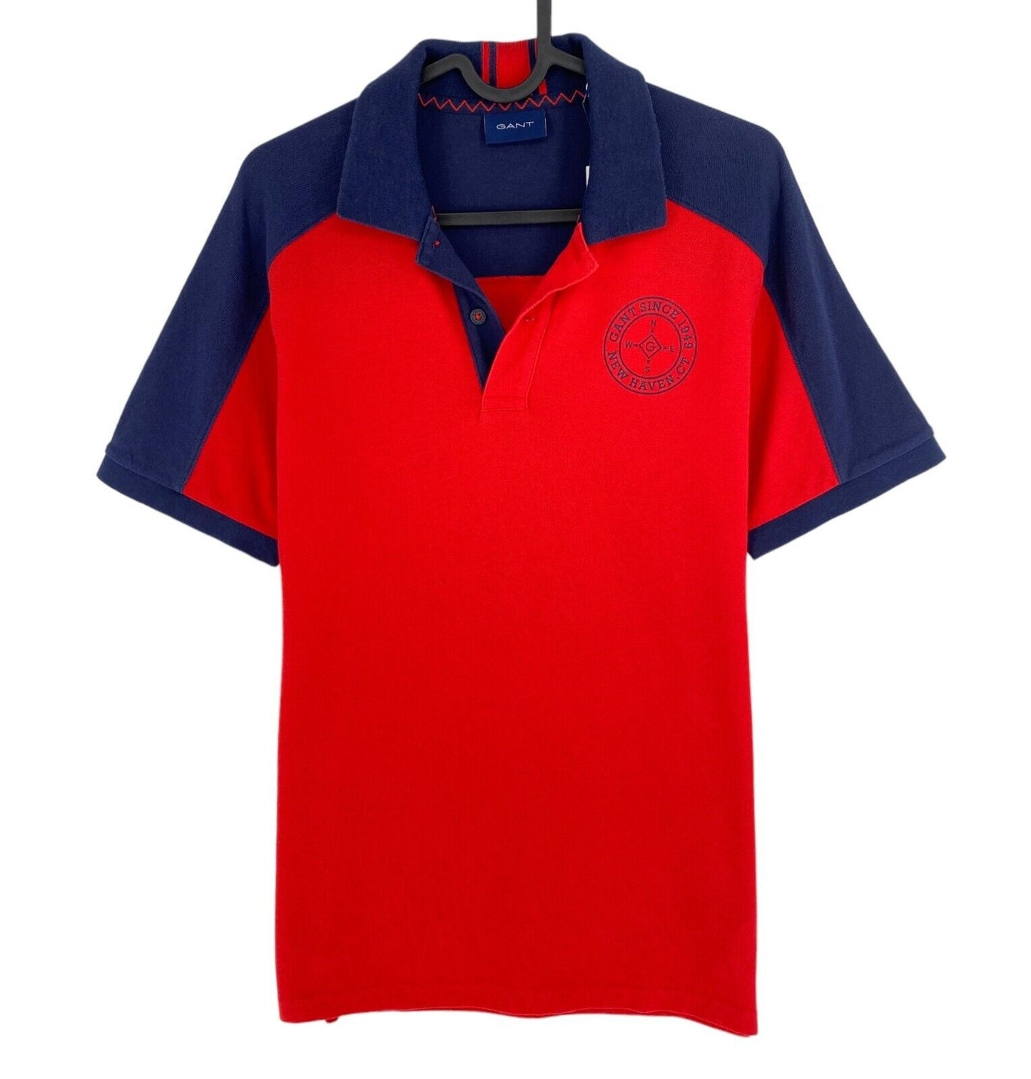 GANT Men Red Nautical Pique Rugger Short Sleeves Polo Shirt Size S