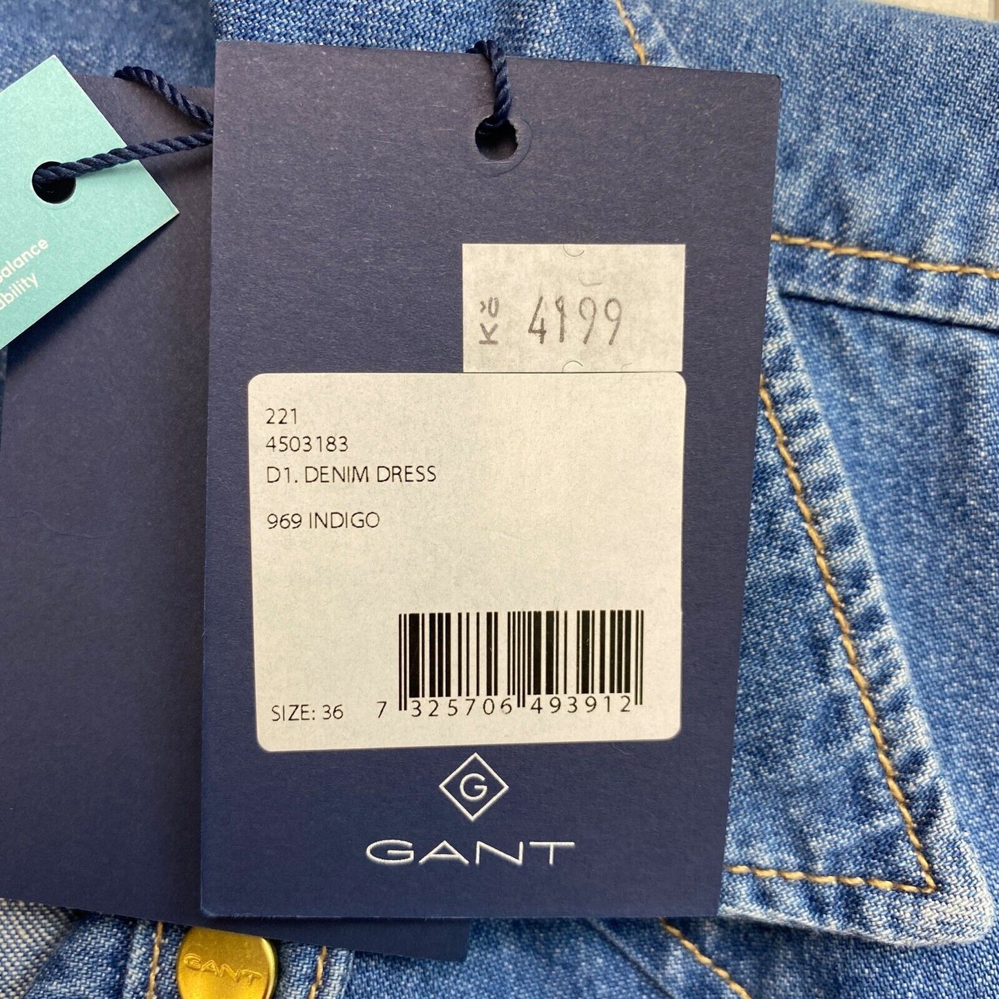 GANT Robe chemise à manches courtes en denim bleu foncé Taille EU 36 UK 8 US 6