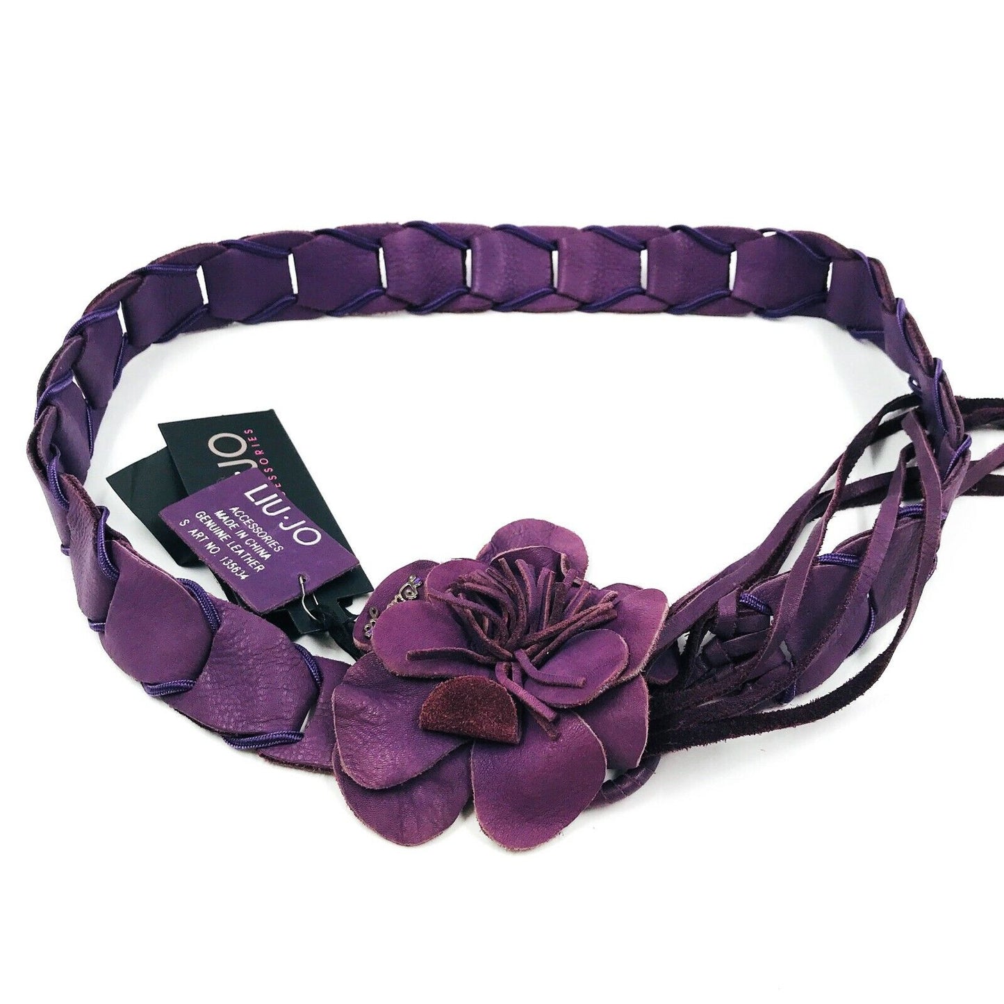 LIU JO Pink Braided Flower Leather Designer Belt Size S M