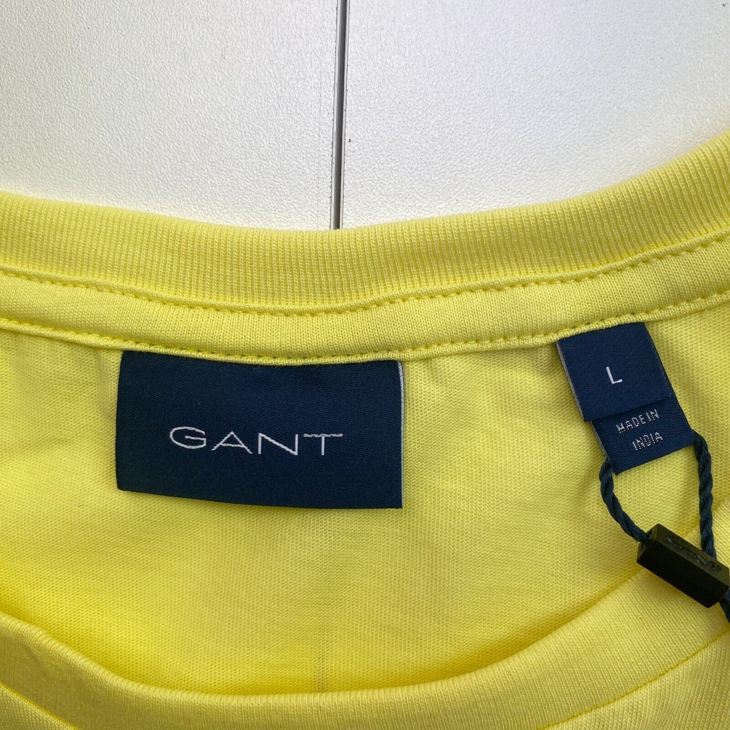 GANT Men Yellow Original Crew Neck Short Sleeves T Shirt Size L