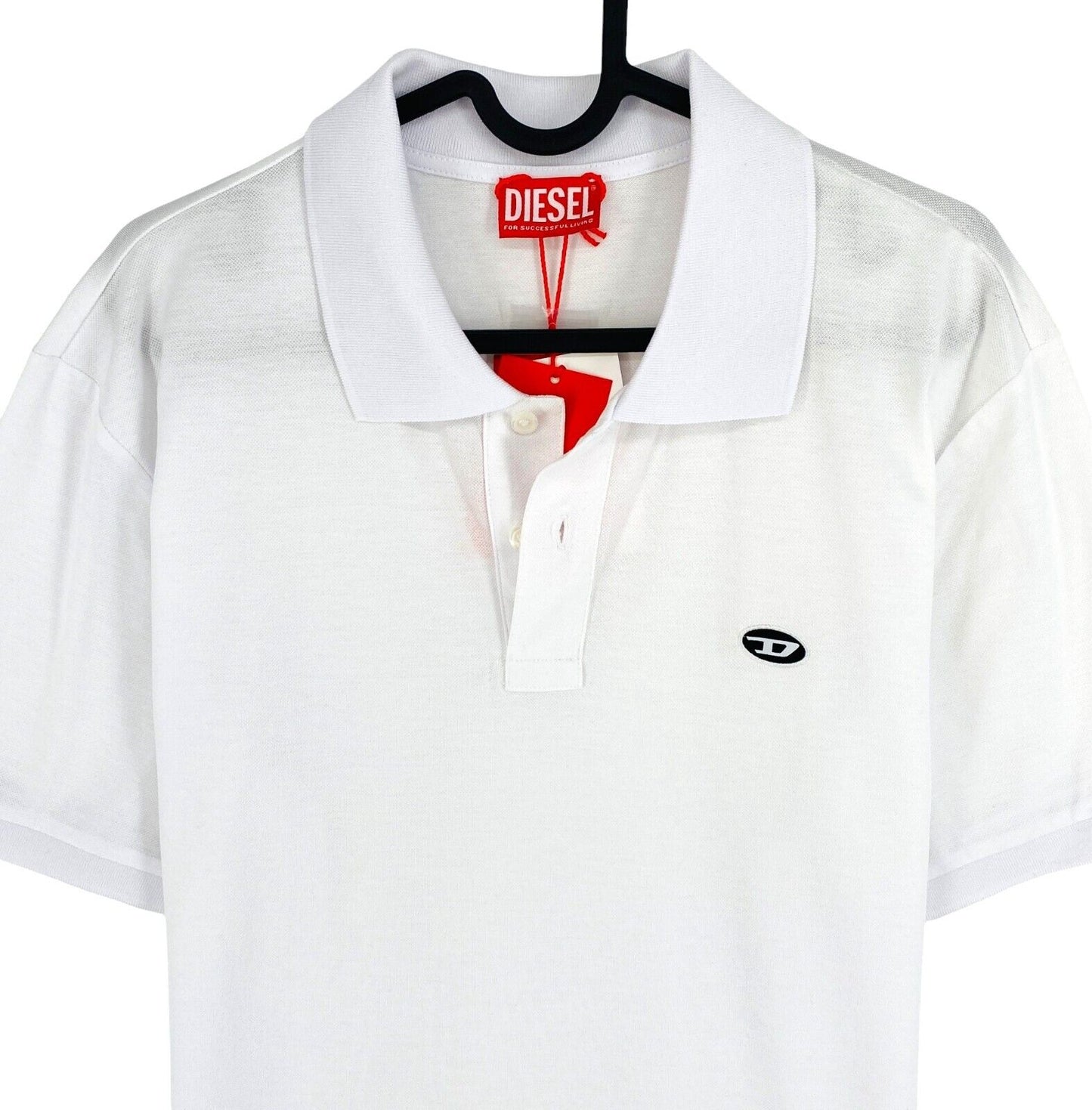 DIESEL Men White T-SMITH-DOVAL-PJ Short Sleeves Polo Shirt Size L