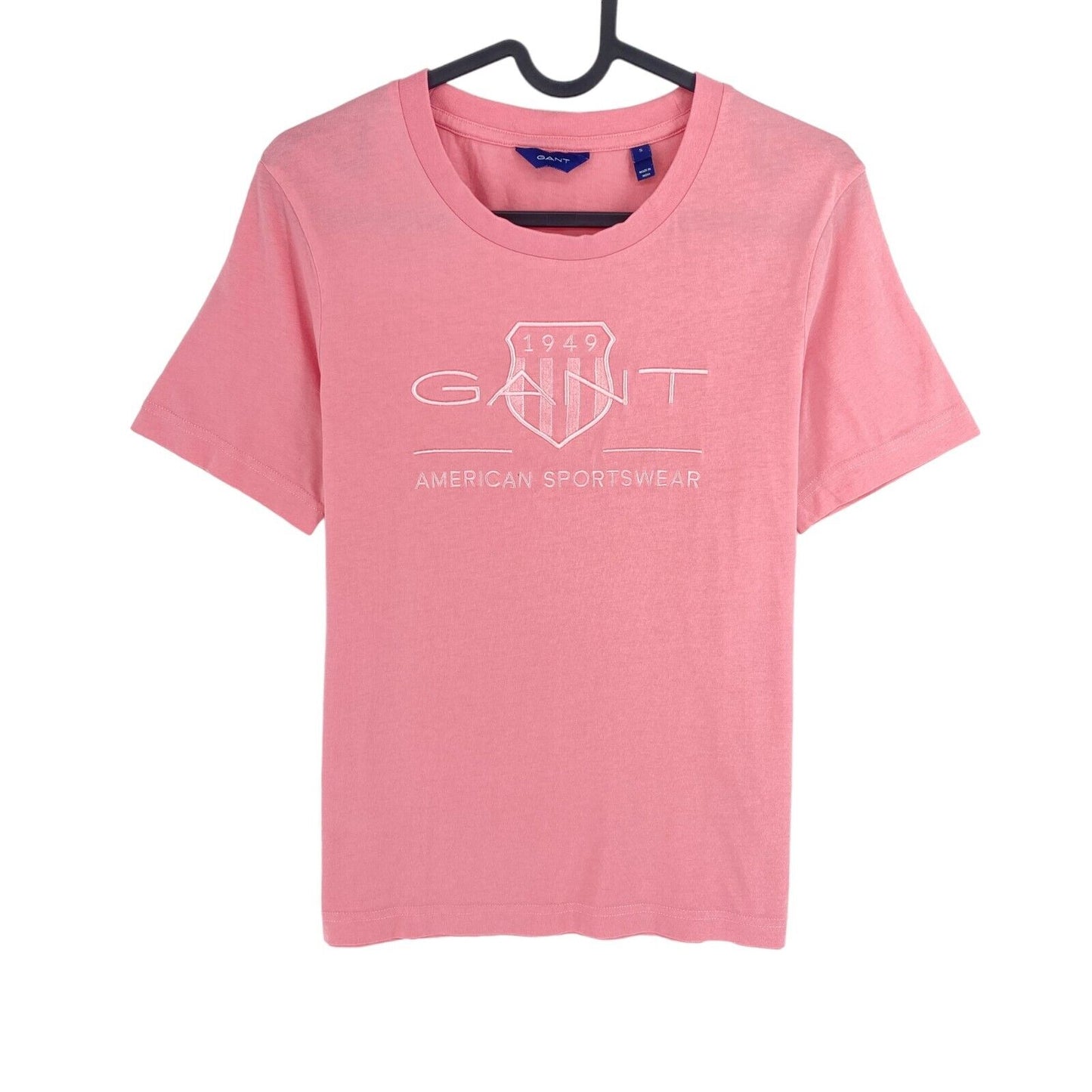 GANT Women Pink Tonal Archive Shield Crew Neck SS T Shirt Size S