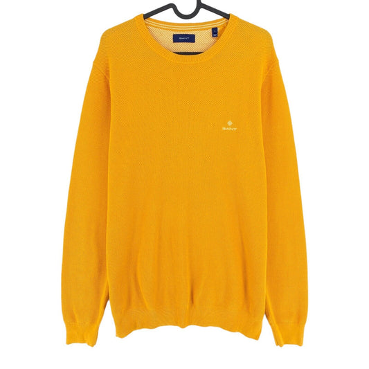 GANT Yellow Pique Cotton Crew Neck Sweater Pullover Size L