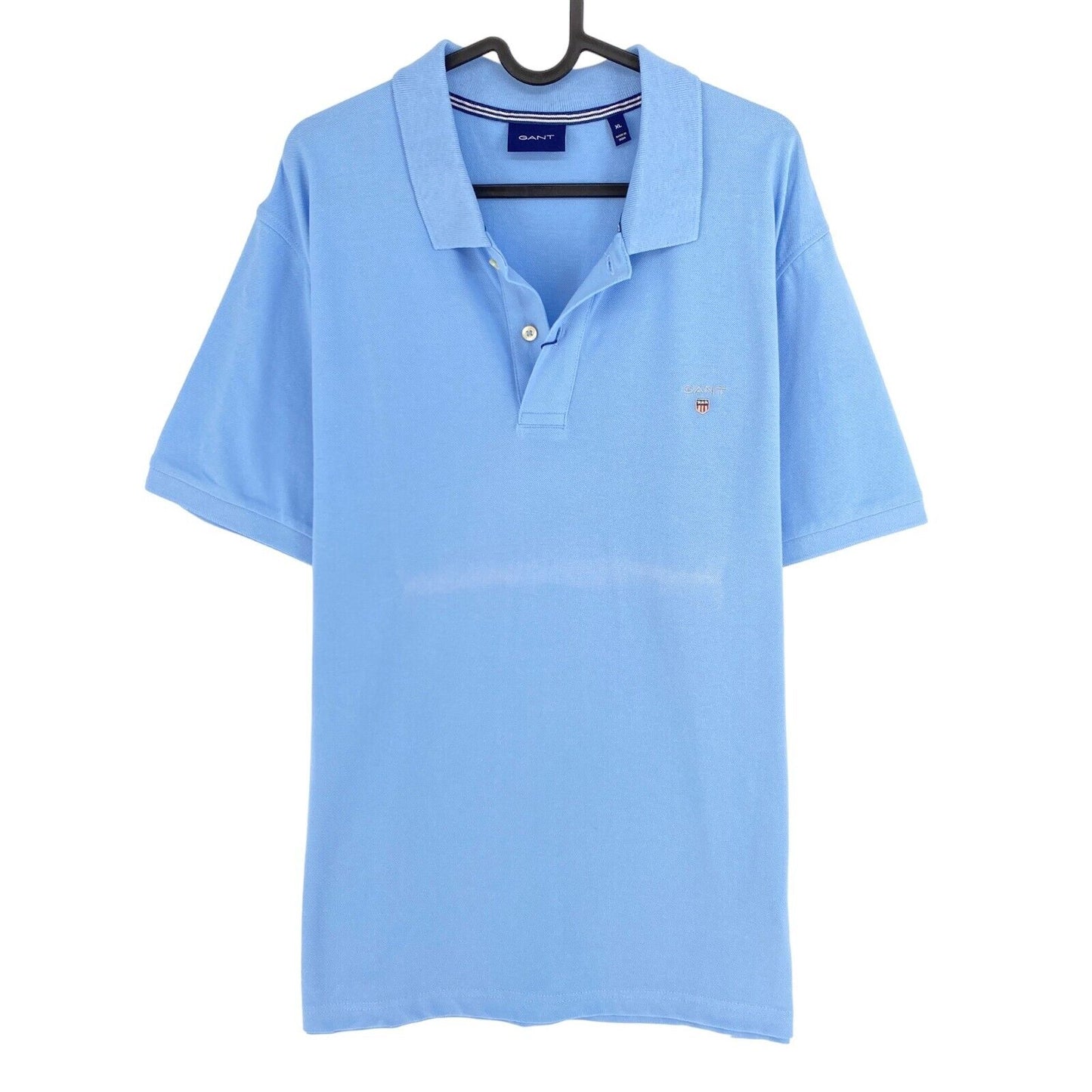 GANT Light Blue Solid Pique Rugger Polo Shirt Size XL