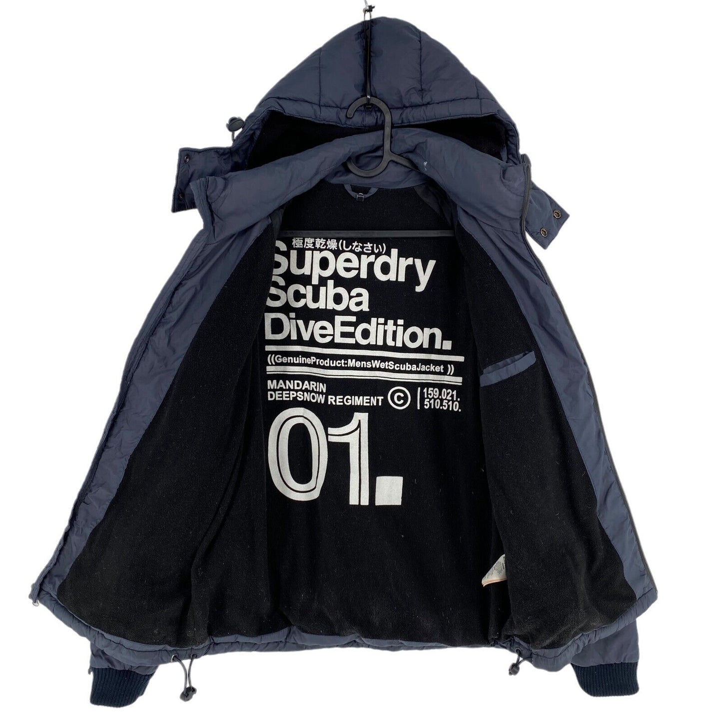 SUPERDRY Scuba Dive Edition Greyish Blue Hooded Padded Jacket Size M