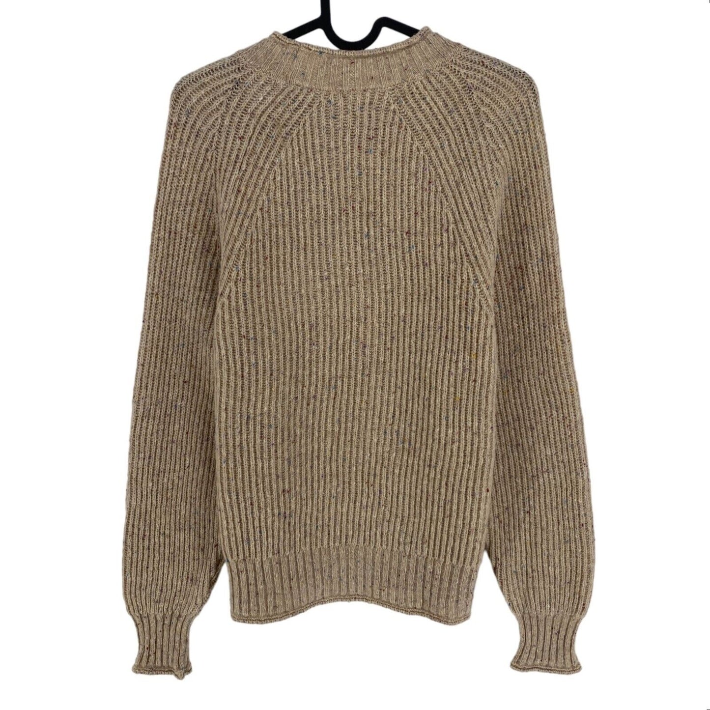 GANT Light Brown Neps Crew Neck Sweater Jumper Size S