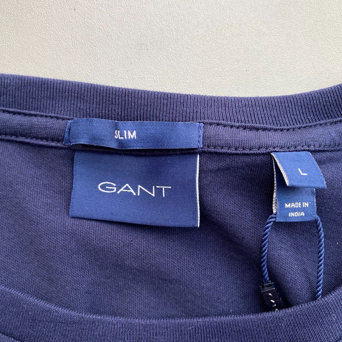 GANT Men Navy Blue Original Slim Fit Crew Neck Short Sleeves T Shirt Size L