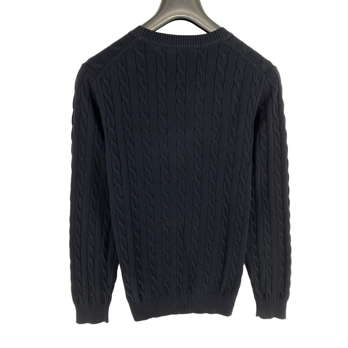 GANT Men Navy Blue Cable Knit Cotton Crew Neck Sweater Pullover Size L