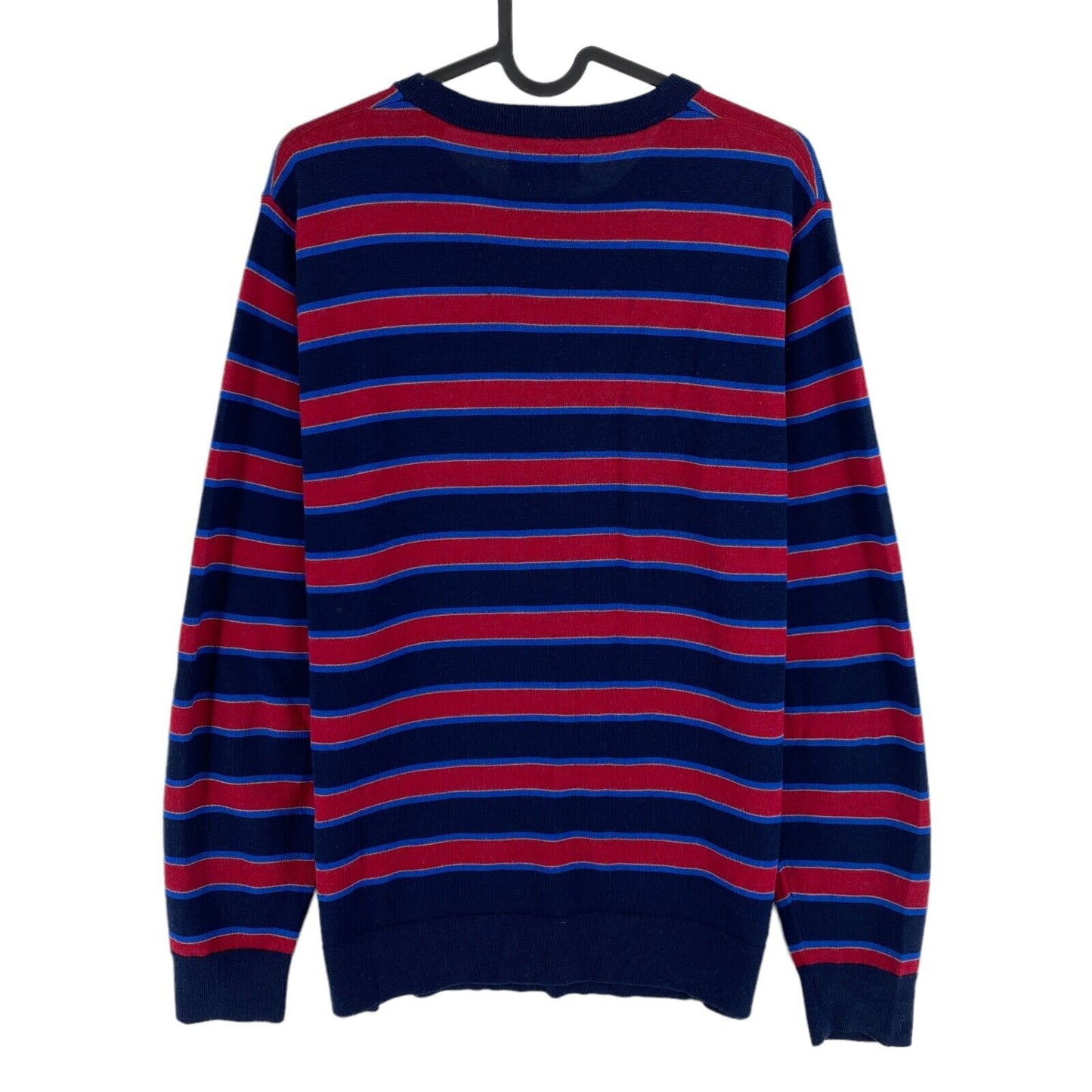 GANT Navy Blue Striped 100% Merino Wool Crew Neck Jumper Sweater Size M