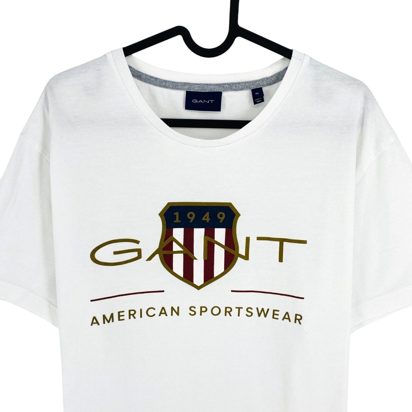 GANT Men White Archive Shield Crew Neck Short Sleeve T-Shirt Size M