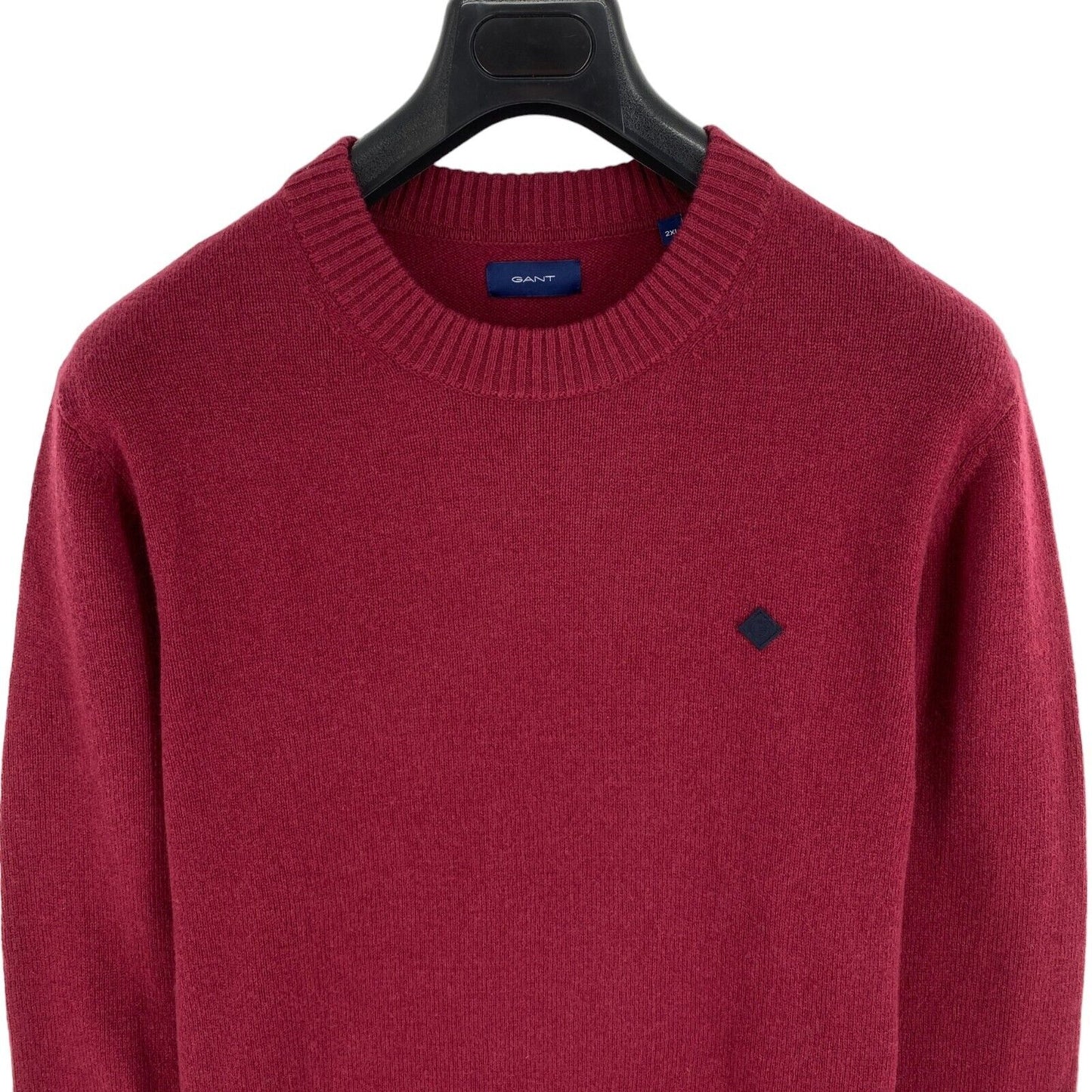 GANT Men Dark Red 100% Wool Crew Neck Sweater Pullover Size 2XL XXL