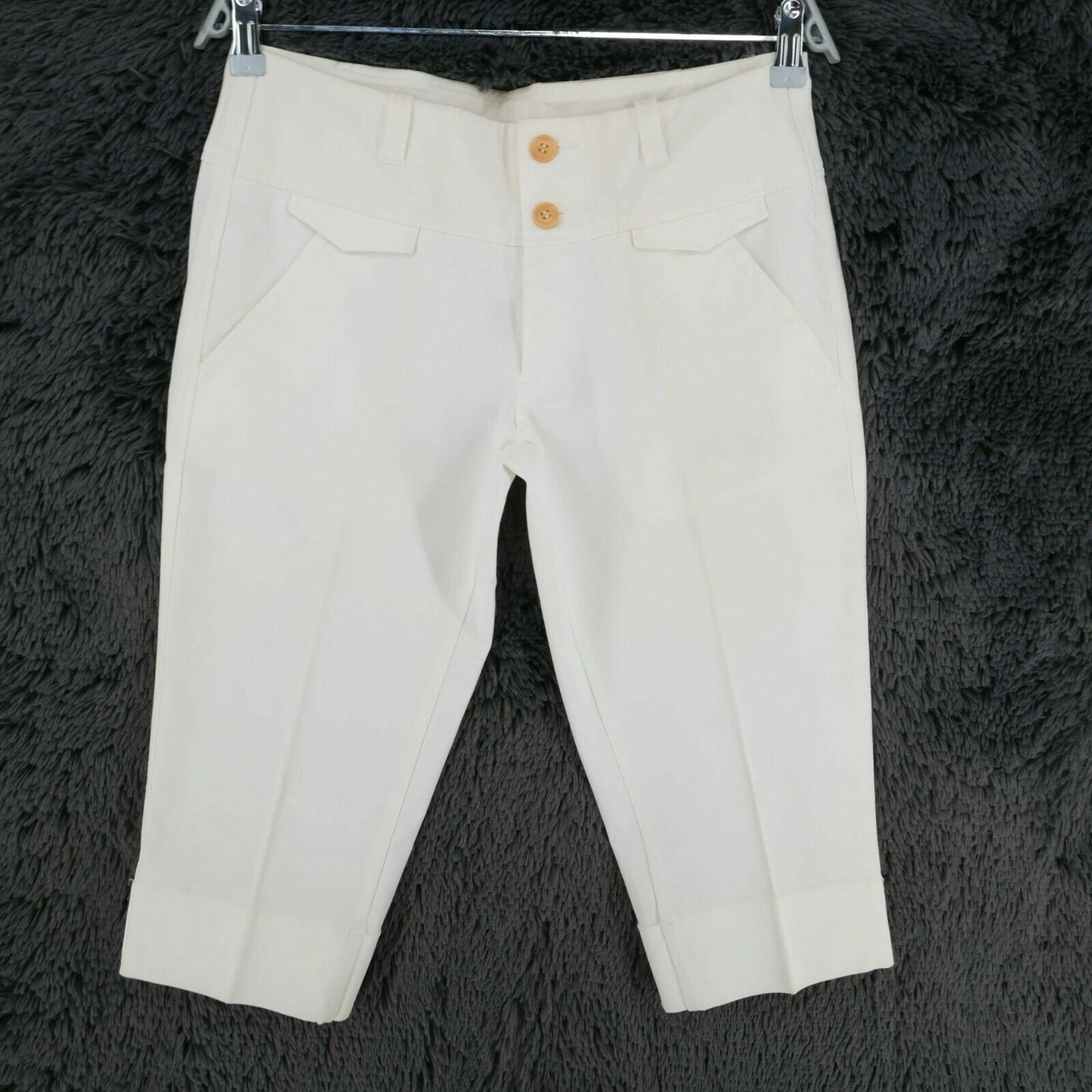 STEFANEL Pantalon Capri Chino Stretch Blanc Taille EU 38 40 UK 8 10 US 6 8