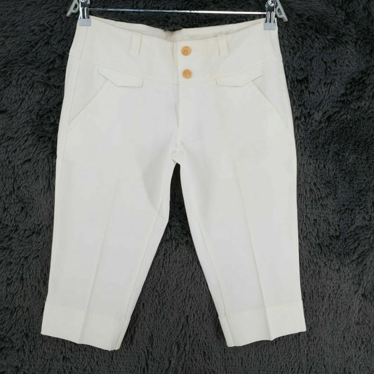 STEFANEL White Stretch Chino Capri Pants Trousers Size EU 38 40 UK 8 10 US 6 8