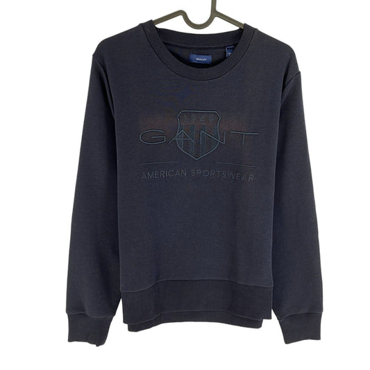 GANT Women Navy Blue Tonal Archive Shield Crew Neck Sweater Jumper Size M