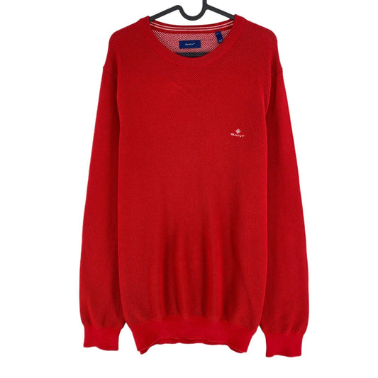 GANT Red Pique Crew Neck Sweater Pullover Size 2XL XXL