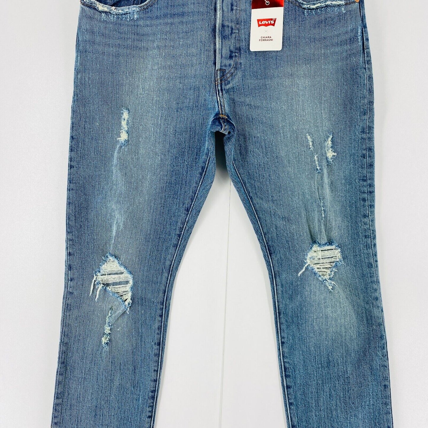 Levi's x CHIARA FERRAGNI 501 Women Blue Regular Straight Fit Jeans W31 L28