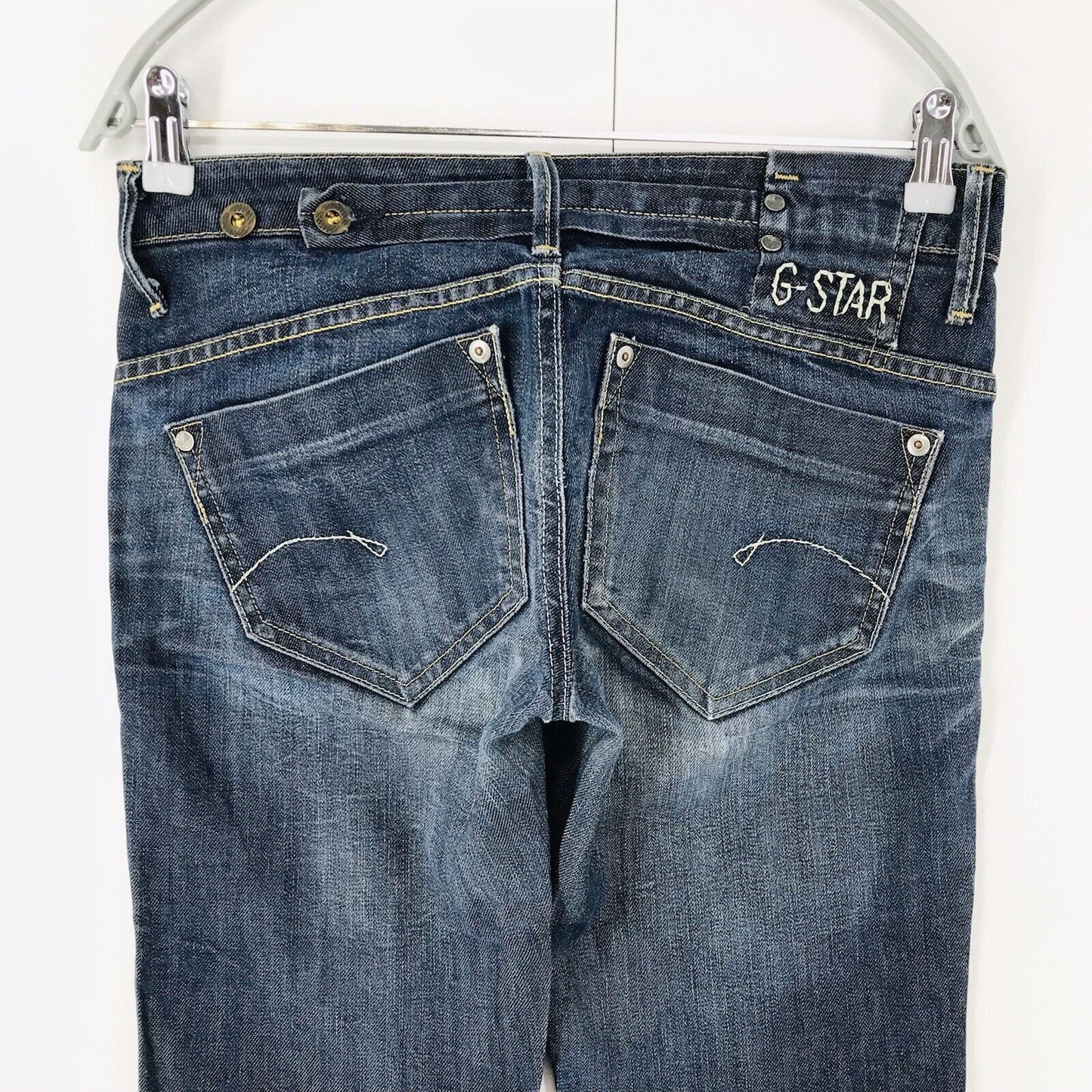 G-STAR RAW MIDGE Femme Bleu Regular Straight Fit Jeans W29 L34 Fabriqué en Italie