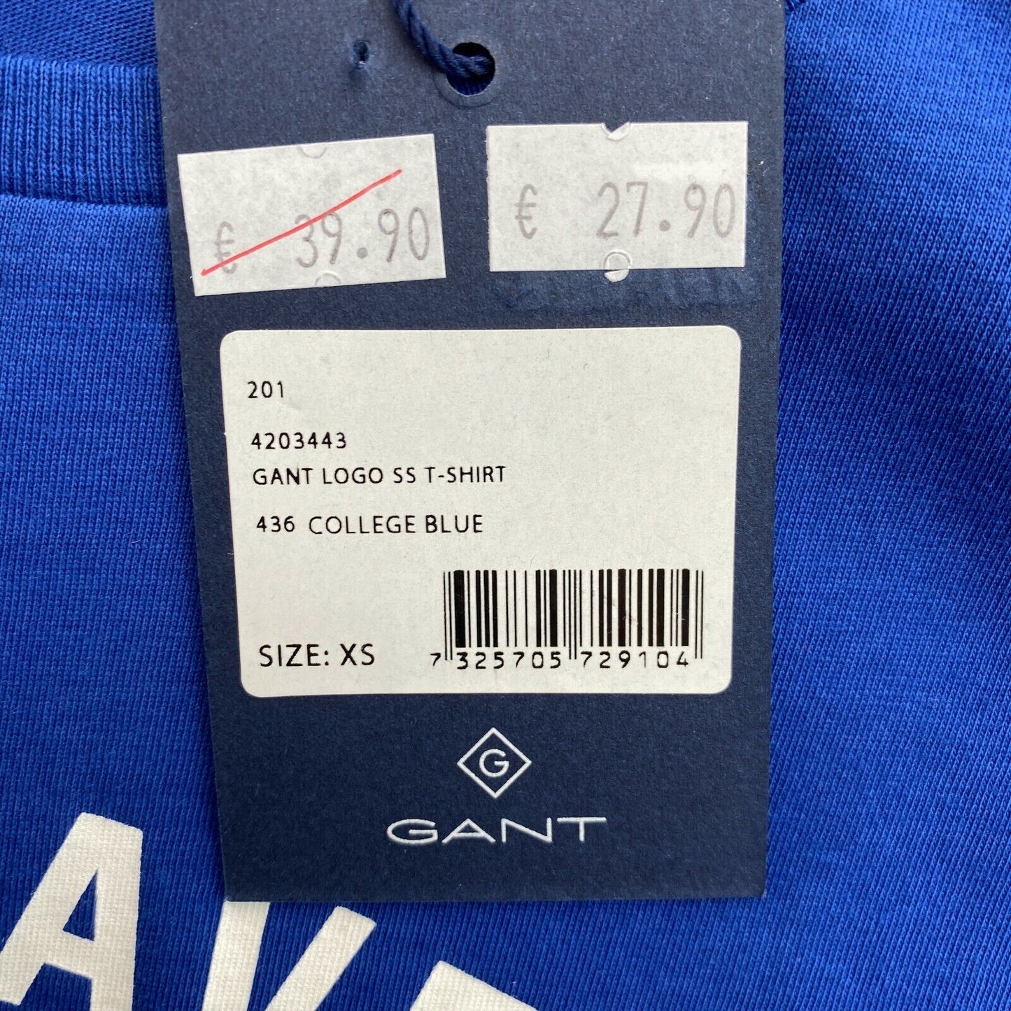 GANT Blue Logo Crew Neck T Shirt Top Size XS