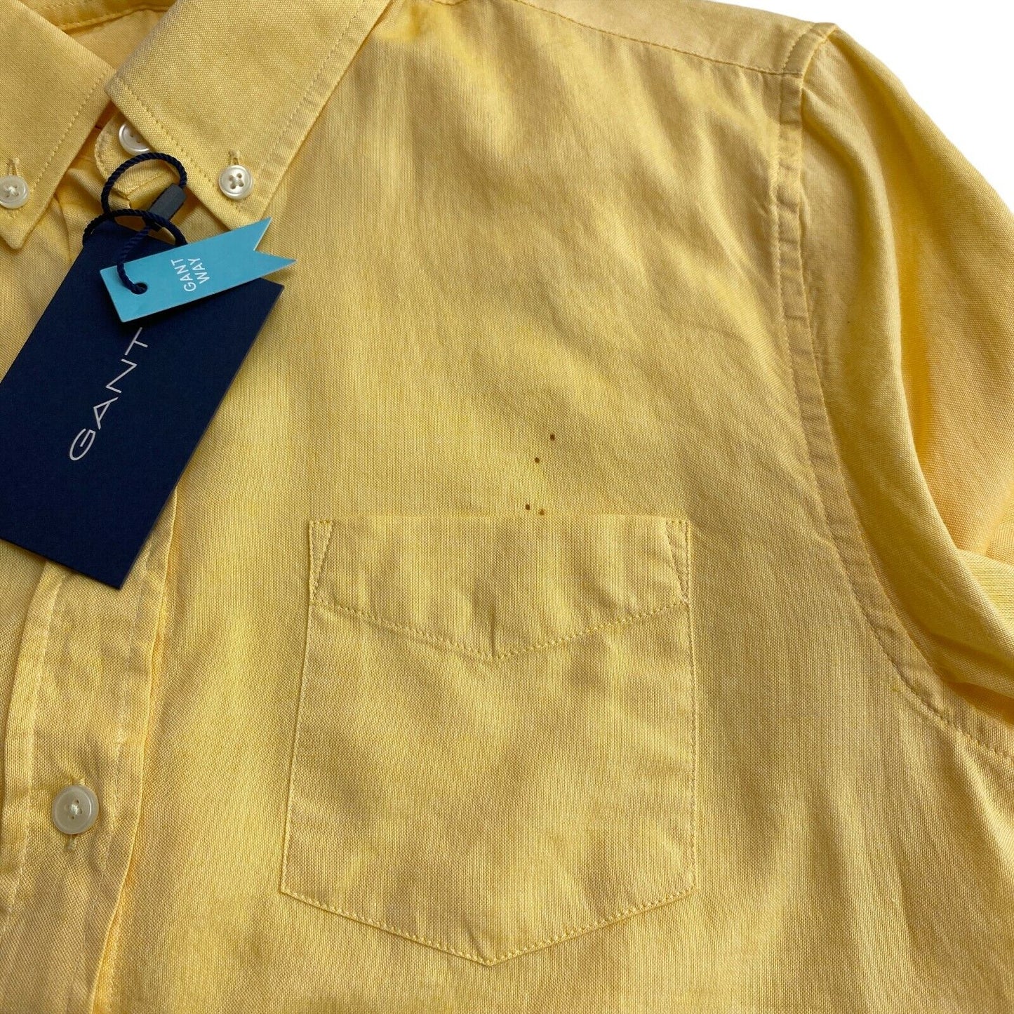 GANT Yellow Regular Air Oxford Long Sleeves Shirt Size EU 34 UK 6 US 4