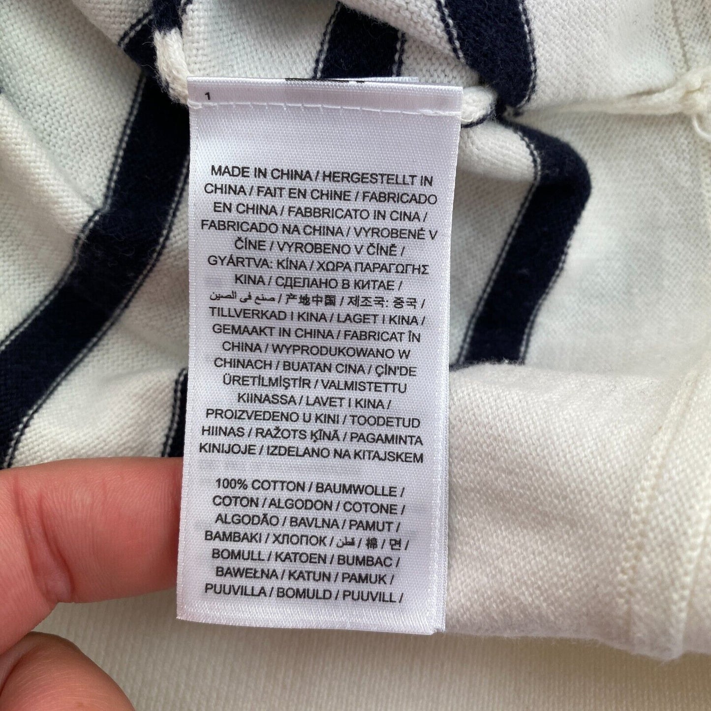 GANT Pullover mit Rundhalsausschnitt, gestreift, Baumwolle, Weiß, Größe XS