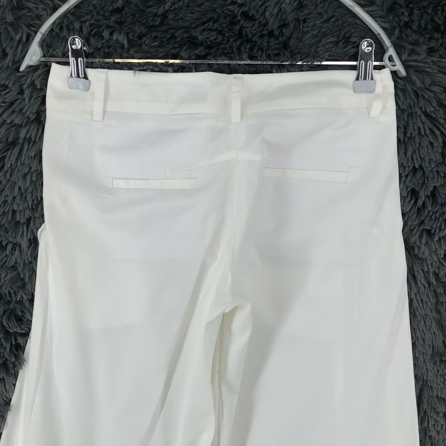 ROSSODISERA Women White Stretch Loose Bootcut Fit Trousers Size S W28