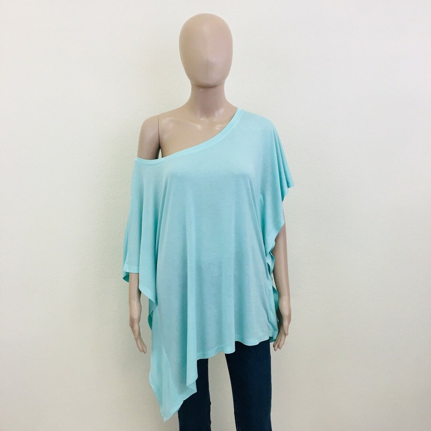 ZARA Blue Loose Fit Viscose T Shirt Top Blouse Size M