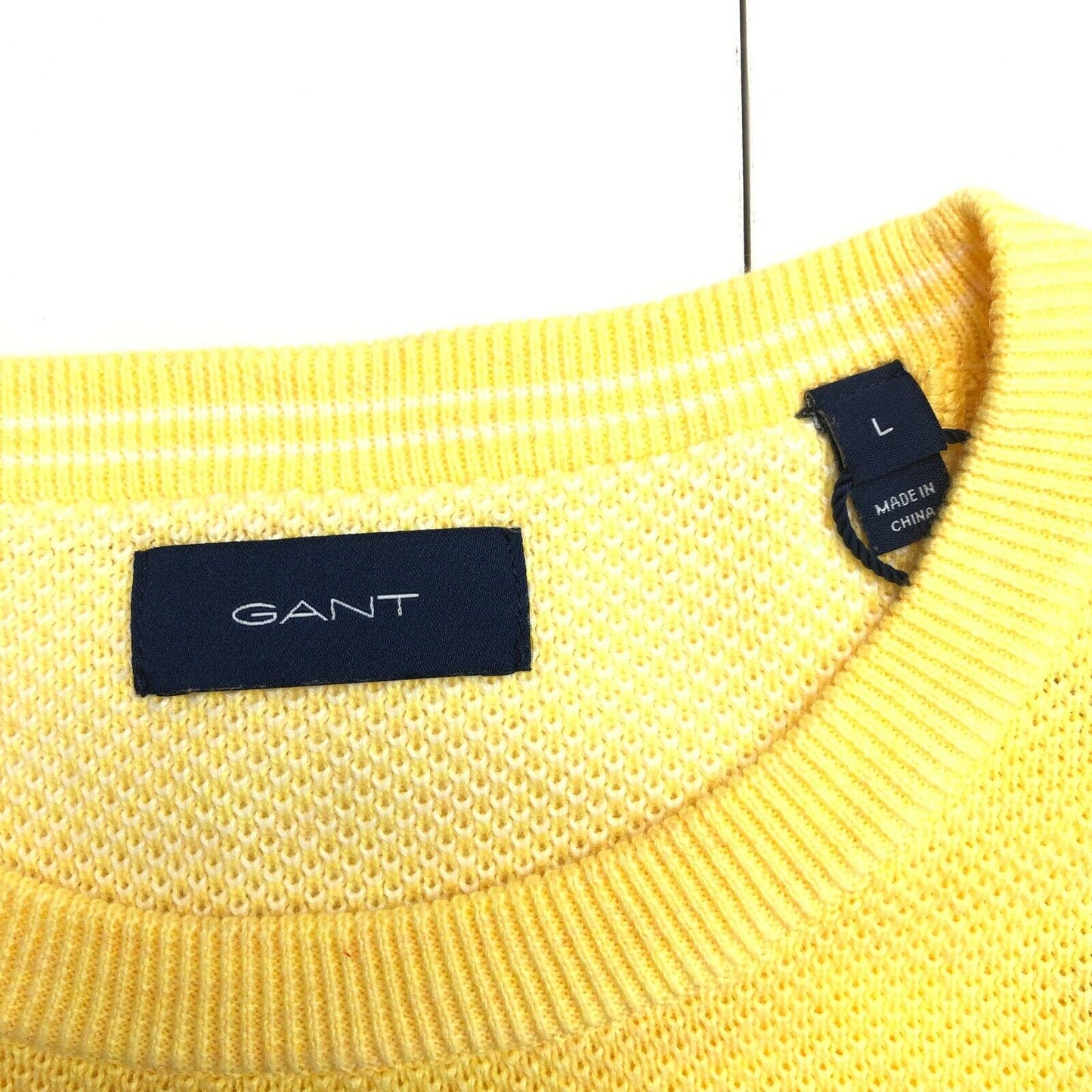 GANT Yellow Crew Neck 100% Cotton Pique Sweater Jumper Size L