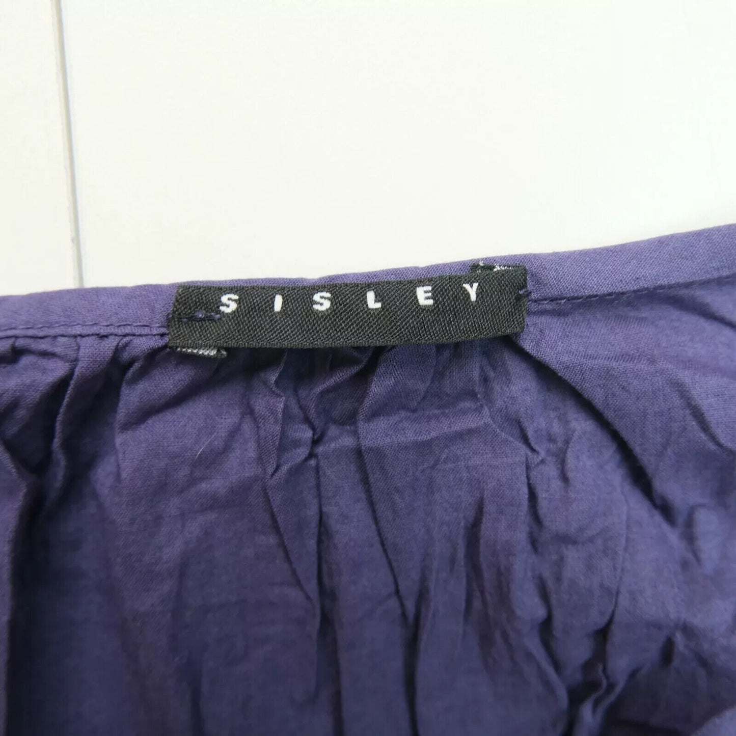 SISLEY Purple Square Neck Crumpled Dress Size XS