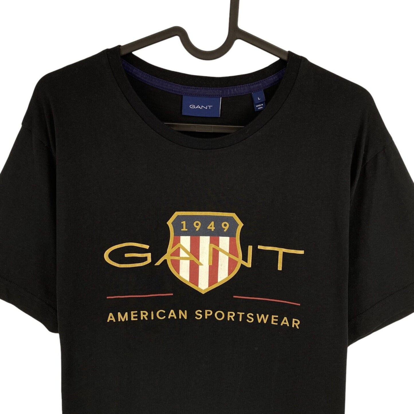 GANT Men Black Archive Shield Crew Neck Short Sleeves T Shirt Size L