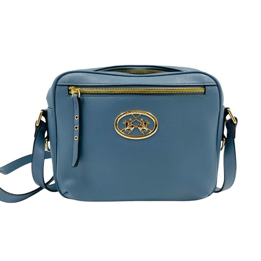 LA MARTINA Blue 100% Calf Leather Cross Body Shoulder Bag