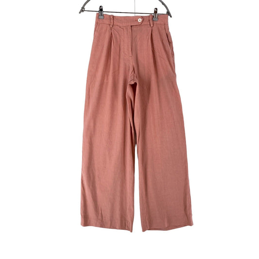 GANT Women Pink Relaxed Wide Leg Fit Linen Blend Trousers EUR 34 UK 6 US 4 W24