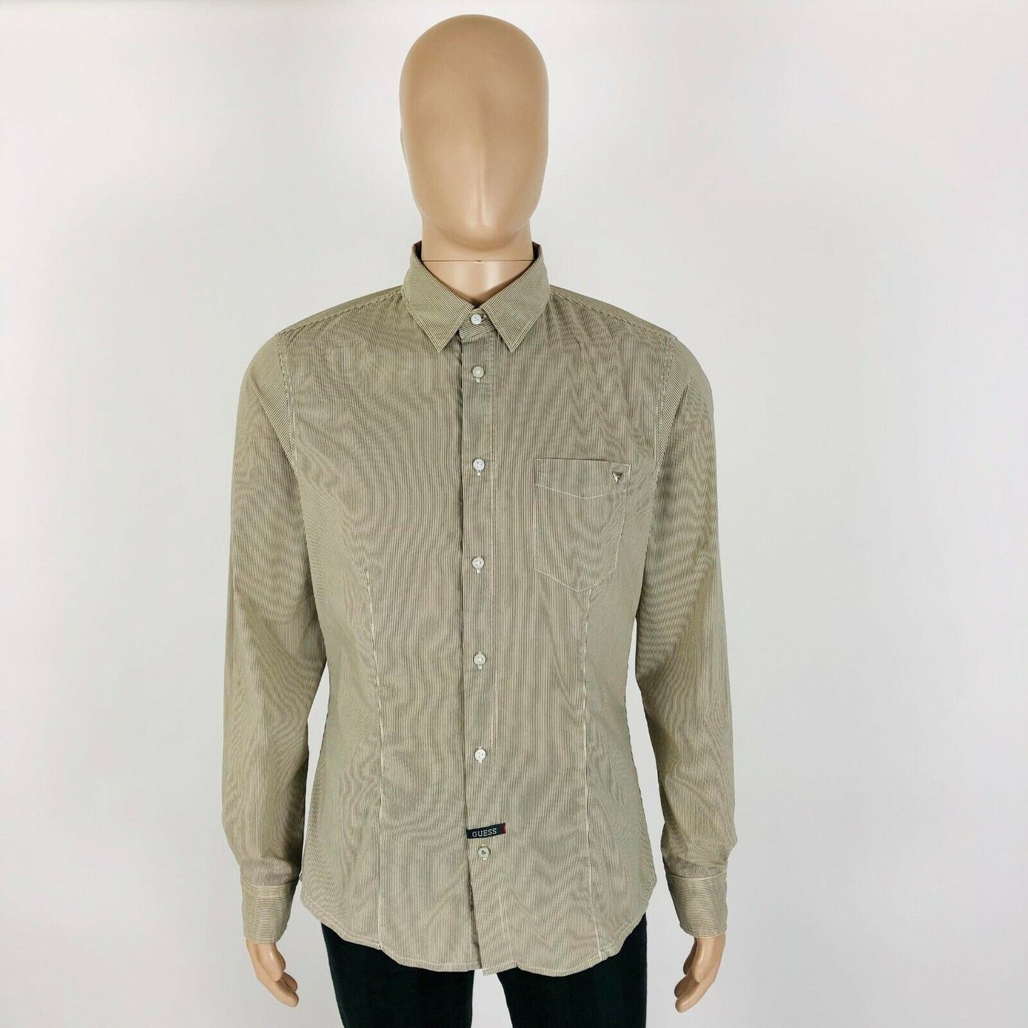 GUESS Blue Slim Fit Stretch Shirt Size L