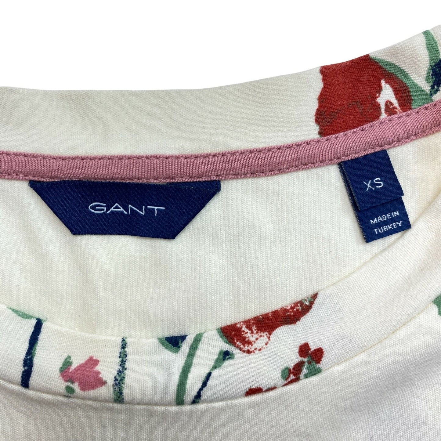 GANT Beige Floral Print Crew Neck T Shirt Size XS