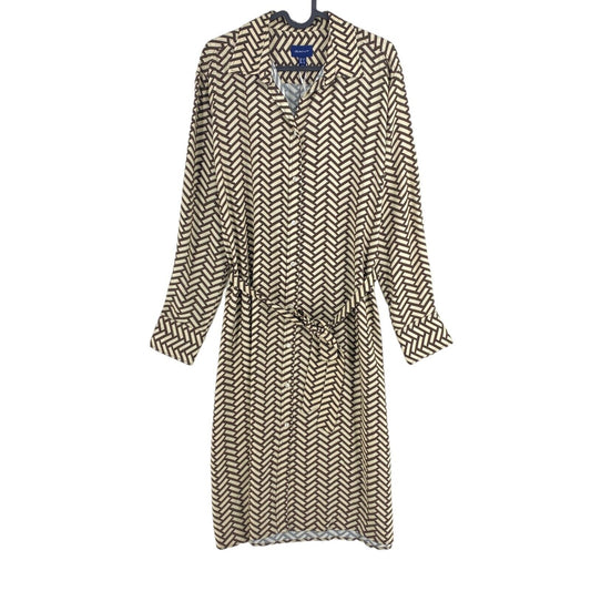 GANT Brown Geometric Long Sleeves A Line Shirt Dress Size EU 36 UK 8 US 6