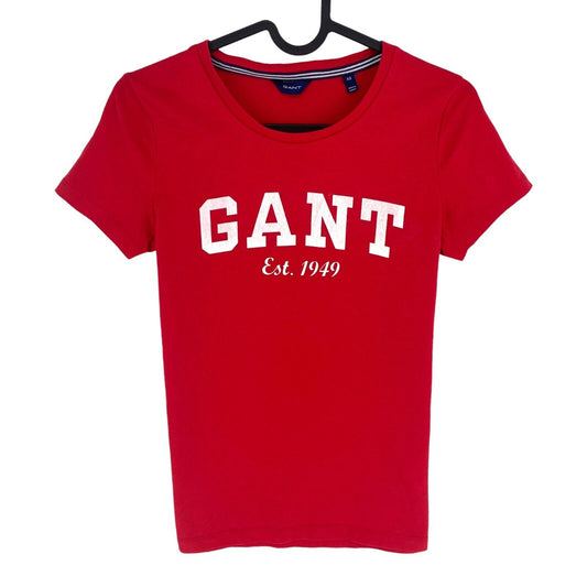 GANT Women Red Logo Crew Neck Short Sleeves T Shirt Size XS