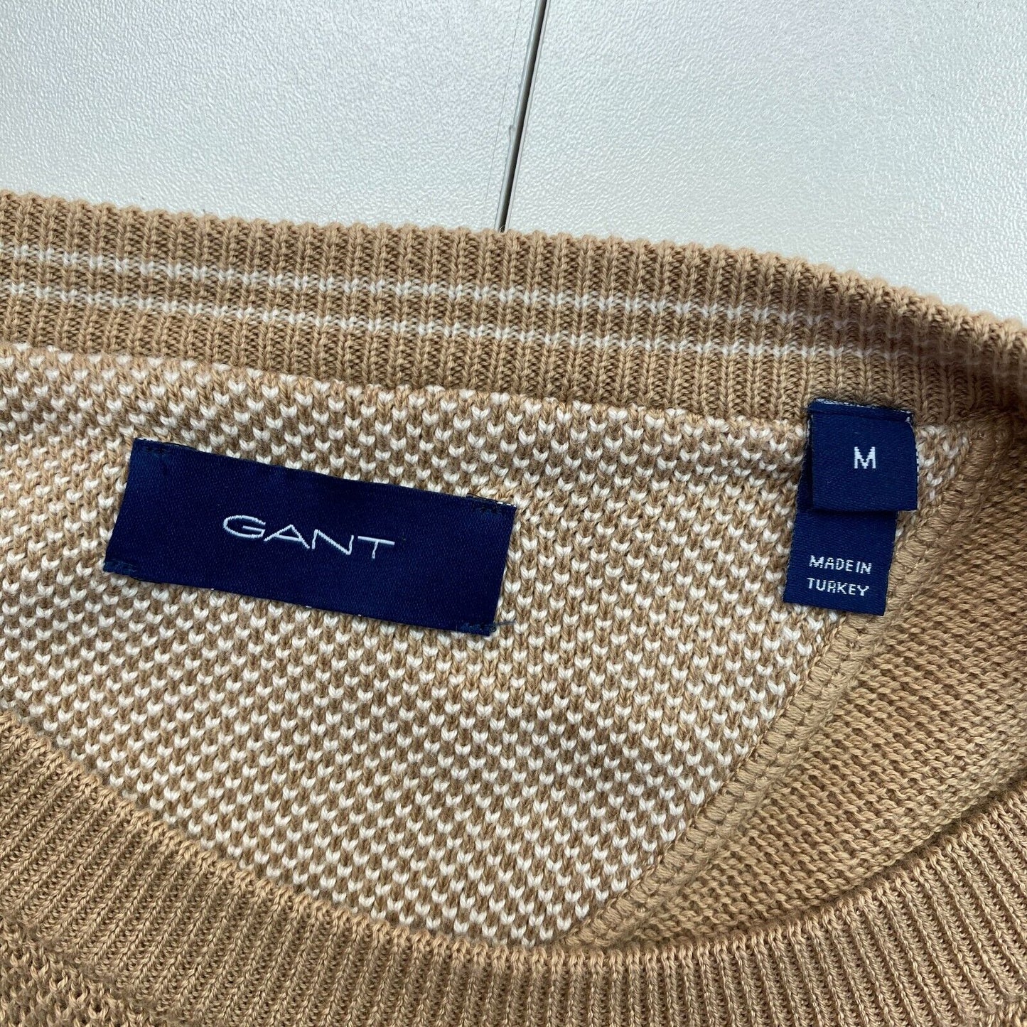 GANT Pull à col rond en coton piqué marron Taille M