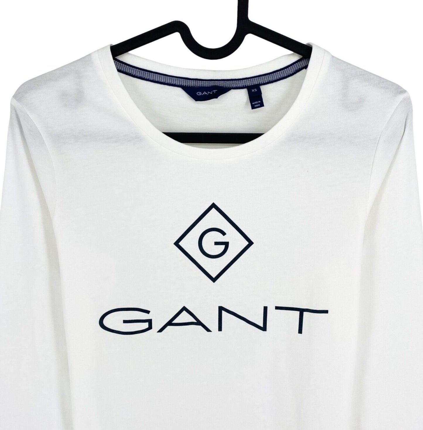 GANT Women White Lock Up Crew Neck Long Sleeves T Shirt Size XS