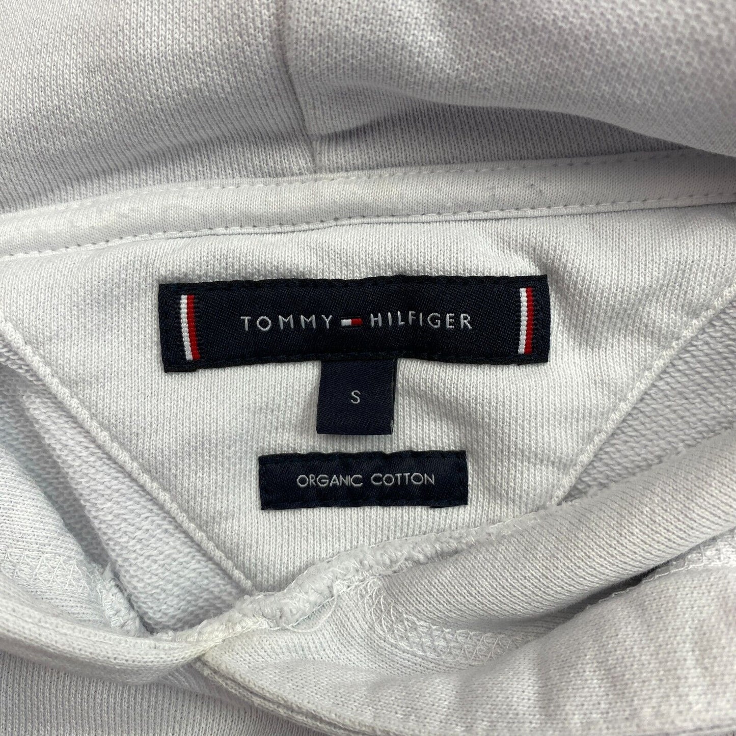 Tommy Hilfiger White Dip Dye Embossed Logo Hoodie Jumper Sweater Size S