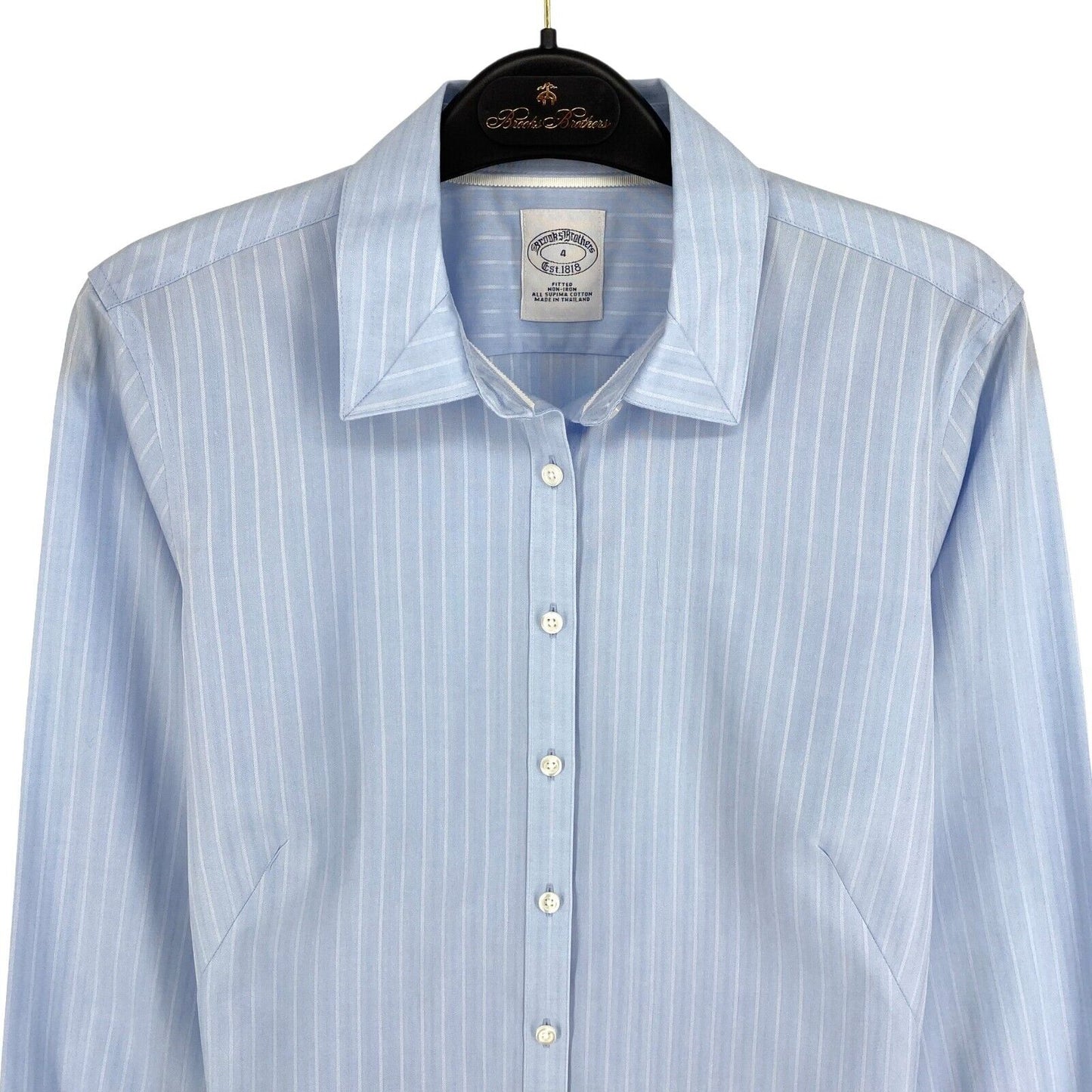 Brooks Brothers Blue Striped Fitted Supima Cotton Shirt Size EU 36 UK 10 US 4