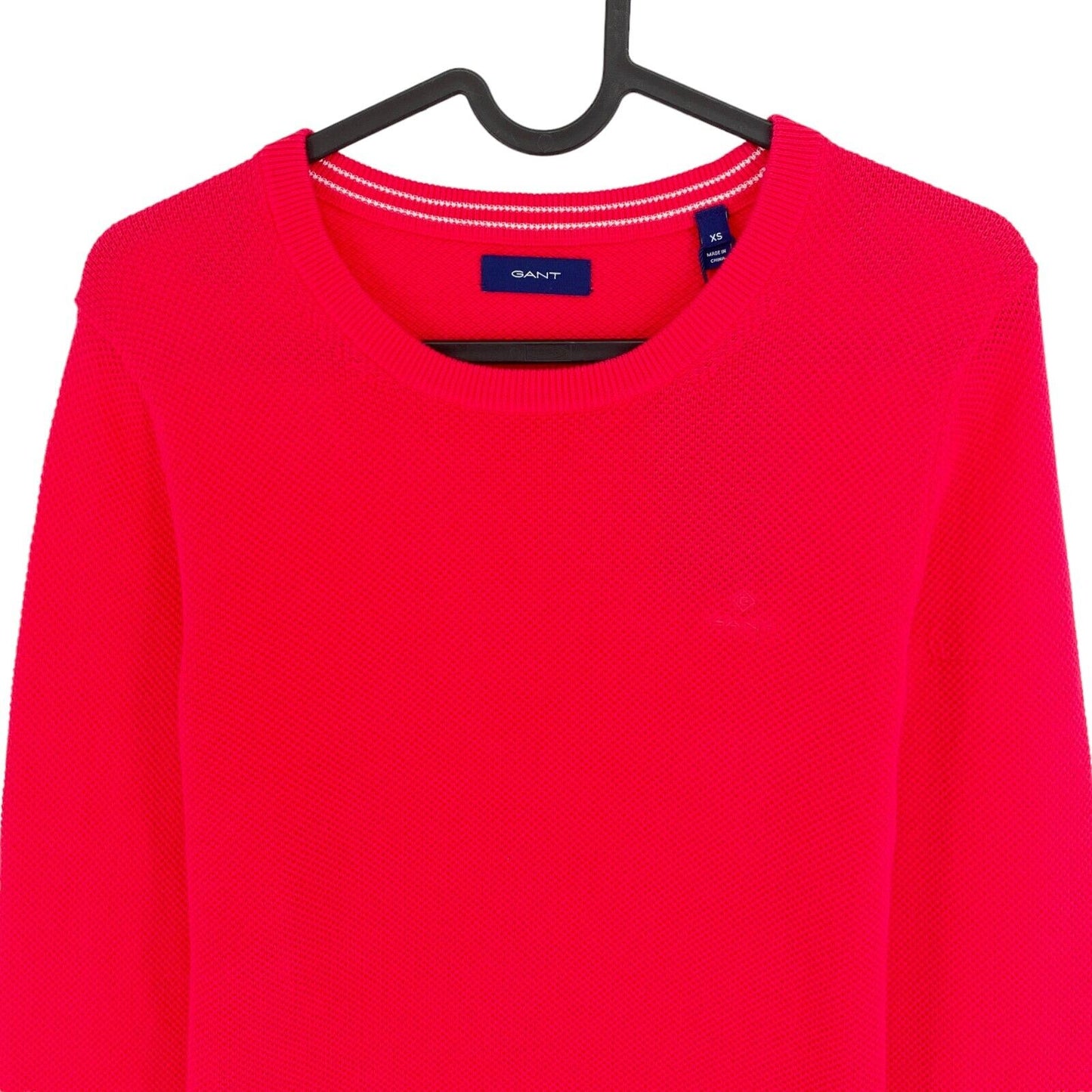 GANT Reddish Pink Cotton Pique Crew Neck Sweater Jumper Size XS