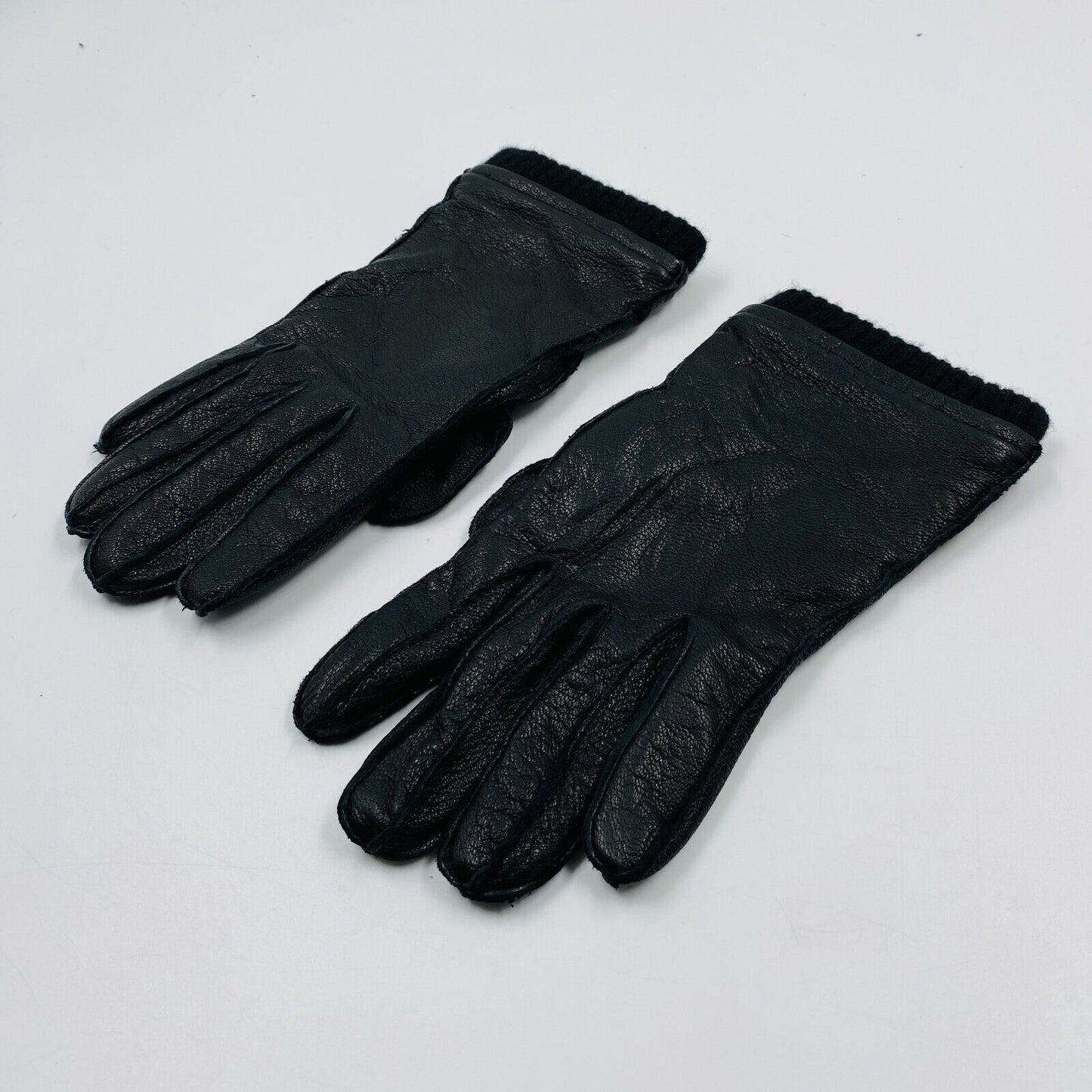 GANT Mens Black Leather Cashmere Wool Blend Lining Warm Gloves Size M