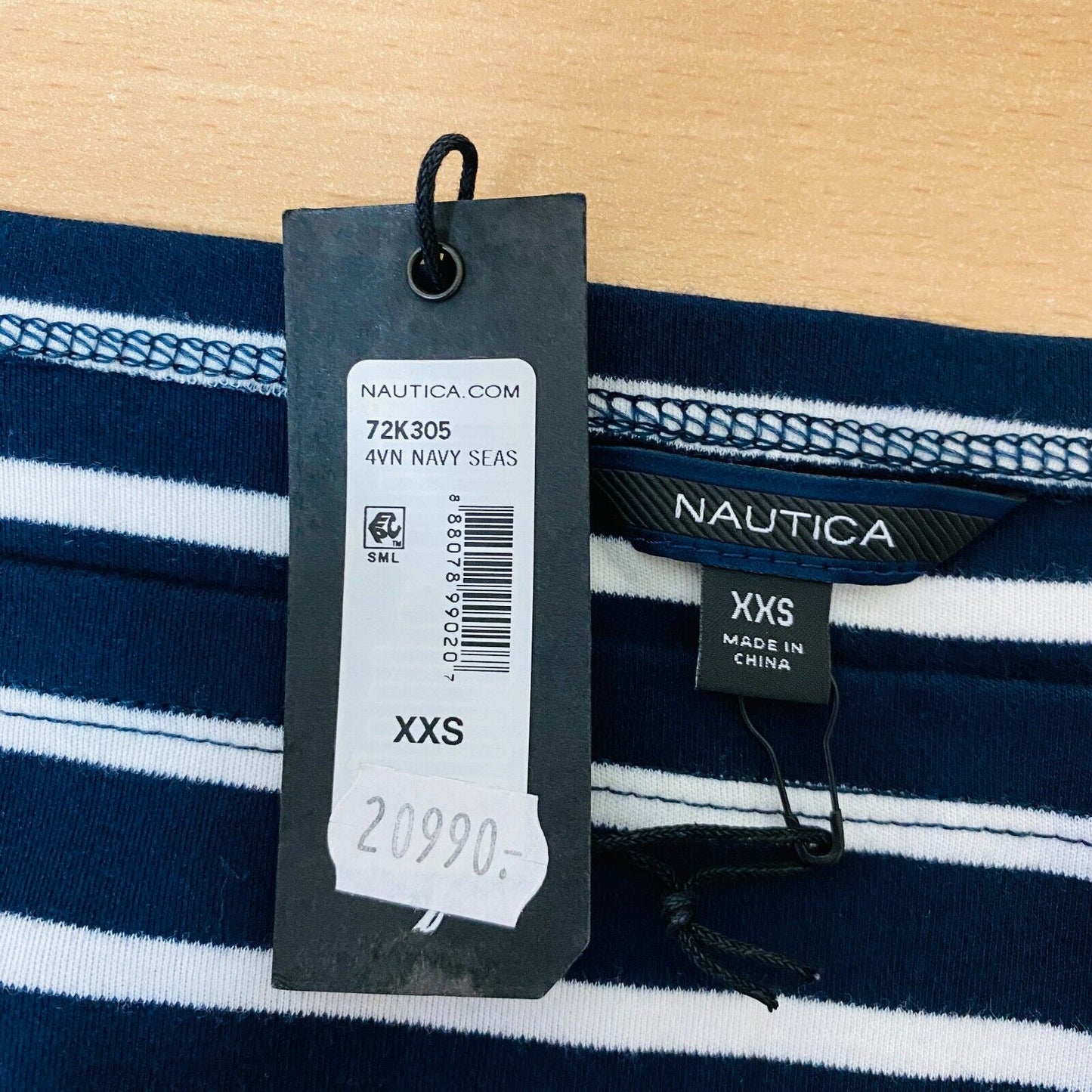 NAUTICA Women Navy Blue Striped Crew Neck Sweater Jumper Size 2XS XXS