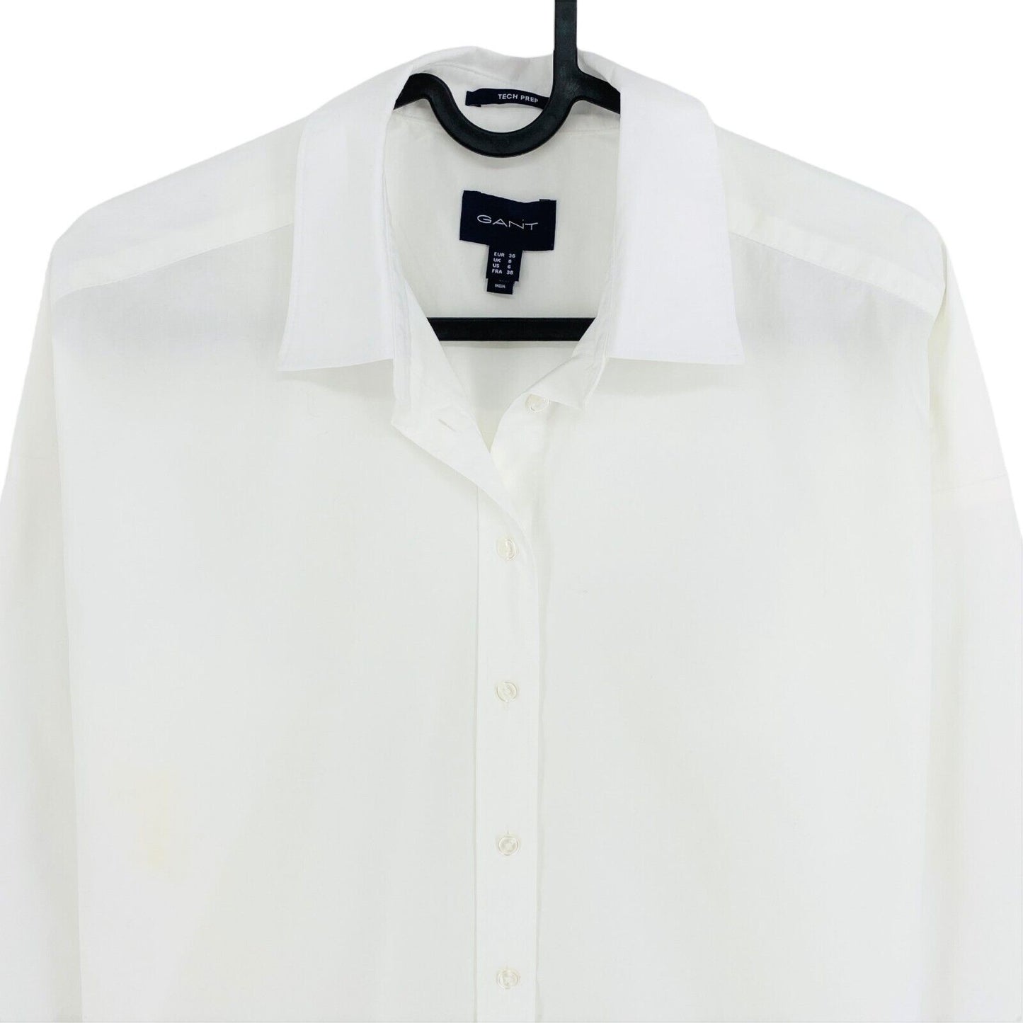 GANT White Tech Prep Broadcloth Oversized Solid Shirt Size EU 36 UK 8 US 6